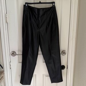 New Zara Women Black Leather cropped Pants XL